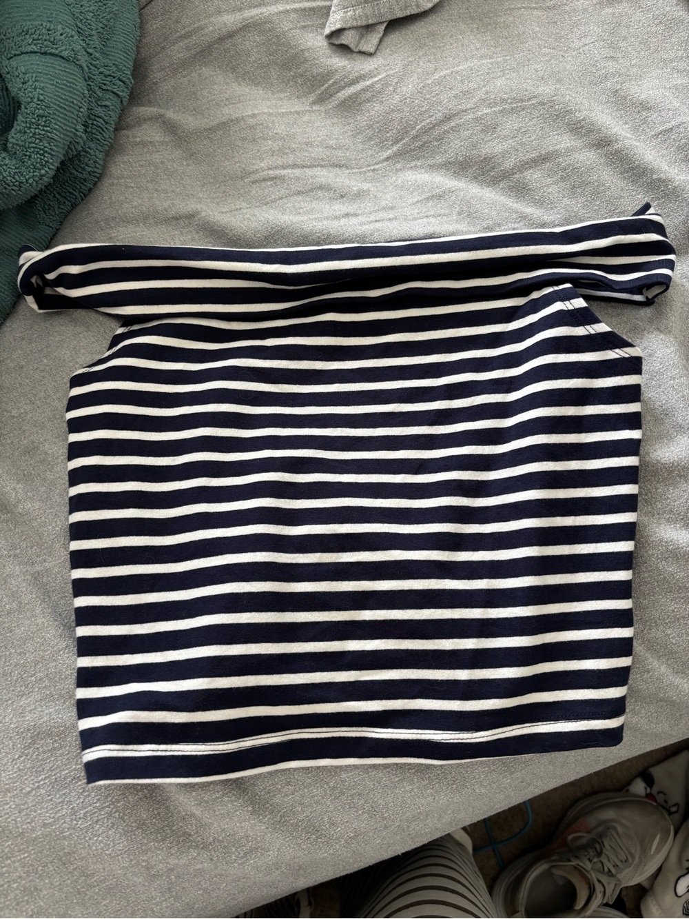 Navy and White Striped Off the shoulder Women’s Shirt
